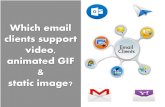 Which email clients support video, animated GIF & static image?