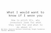 What VCs want to know (and why)