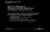 Micro Motion Model D600 Sensor Installation Instructions Quick Reference Guide