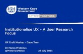 Institutionalize UX - A User Research Focus (#UXCraft Meetup Cape Town)