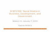MSFS 556: Introduction to Social Media in Business, Development & Government