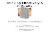 Thinking Effectively & Critically