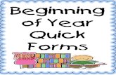Beginning of Year Parent Questionaire and Forms