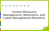 Human Resource Management, Motivation, and Labor Management Relations