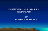 CONSTANTS, VARIABLES & DATATYPES IN C
