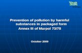 MARPOL Annex III: Prevention of Pollution By Harmful Substances In Packaged Form