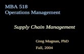 MBA 518 Operations Management Supply Chain Management