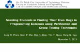 Assisting Students in Finding Their Own Bugs in Programming Exercises using Verification and Group Testing Techniques