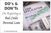 Do’s and don’ts On Applying To A  Bad Credit Personal Loan
