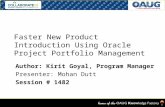 Faster New Product Introduction Using Oracle Project Portfolio Management