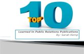 The Top 10 Things I Learned In Pr Pubs Sarah Kemp