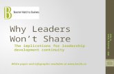 Why Leaders Won't Share: Implications for Leadership Development Continuity