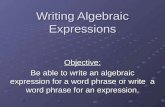 1.1 writing algebraic expressions lesson