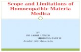 scope and limitations of homoeopathic materia medica