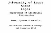 Power System Economics - Unilag Lecture Notes
