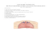 LECTURE NOTES ON HUMAN RESPIRATORY SYSTEM PHYSIOLOGY