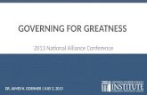 Governing for Greatness- Dr. James Goenner, National Charter Schools Institute (National Alliance Conference, 7/2013)