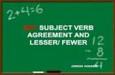SAT COMPOUND SUBJECT VERB AGREEMENT LESS AND FEWER