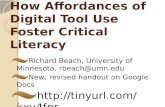 How Affordances of Digital Tool Use Foster Critical Literacy: GCLR Webinar presentation