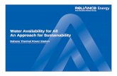 Water availability for all, An approach for sustainability by Reliance Energy, Dahanu
