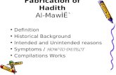 CUHS1 Classification of Hadith MAQBUL MARDUD Fabrication