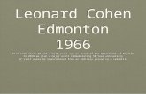 Leonard Cohen Edmonton Visit in 1966 to Be Commemorated in 2016