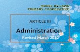 By Laws  Primary Cooperative Article III Administration
