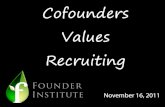 Brussels Founder Institute: Cofounders, Values, Hiring
