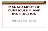 Management of curriculum and instruction