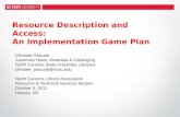 RDA: An Implementation Game Plan