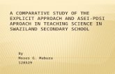 Explicit Teaching Approach Versus ASEI-PDSI Approach in Teaching Science in Swaziland