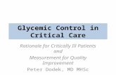D3 Blood Glucose Control in Critically Ill Patients:  Rationale and Measurement for Improvement - P. Dodek