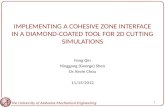 Implementing a Cohesive Zone Interface in a Diamond-Coated Tool for 2D Cutting Simulations