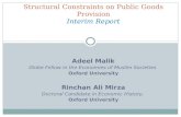 Structural Constraints on Public Goods Provision: Evidence from Pakistan by Dr. Adeel Malik and Mr. Rinchan Ali Mirza, Oxford University, UK