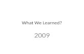 What We Learned In 2009.Pps