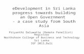 eDevelopment in Sri Lanka progress towards building an Open Government - a case study from South Asia
