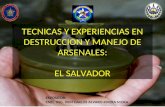 TECNICAS Y EXPERIENCIAS EN DESTRUCCION Y MANEJO DE ARSENALES: EL SALVADOR EXPOSITOR: CNEL. ING. DEM CARLOS ALVARO RIVERA MORA.