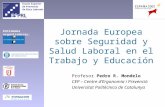 Jornada Europea sobre Seguridad y Salud Laboral en el Trabajo y Educación Profesor Pedro R. Mondelo CEP – Centre dErgonomia i Prevenció Universitat Politècnica.