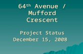 64 Mufford Project Status - Dec 15, 2008