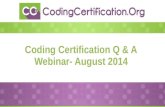 August 2014 Medical Coding Q&A Webinar