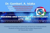 What is technology by dr. gambari, a. i.