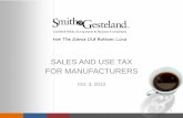 Sales Tax Issues for Manufacturers