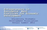 UEDA Summit 2012: Entrepreneurs-in-Residence: Best Practices for Economic Development (Marmer & Tripodi)