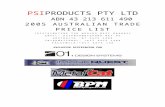 The 2005 PSI PRODUCTS RRP PRICE LIST.doc
