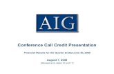 AIG Second Quarter 2008 Conference Call Credit Presentation