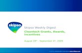 Cleantech Grants, Awards, Incentives - Weekly Digest (Sep 4th)