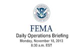 FEMA Daily Ops Briefing for Nov 18, 2013