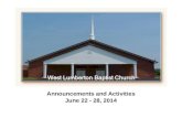 Weekly Announcements for June 22 - 28