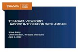Ambari Meetup: 2nd April 2013: Teradata Viewpoint Hadoop Integration with Ambari