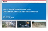 NRP 3rd Annual Dahlman Rose & Co. Global Metals, Mining & Materials Conference